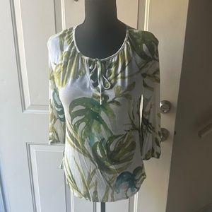 Chico's Size 0 Women's Tie Front Tunic Top 3/4 sleeve.